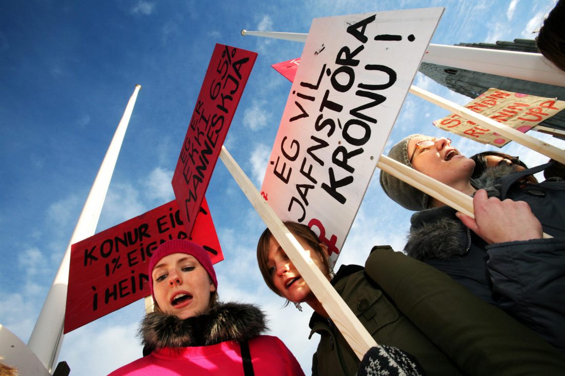 igualdade de gênero direitos das mulheres protesto islândia