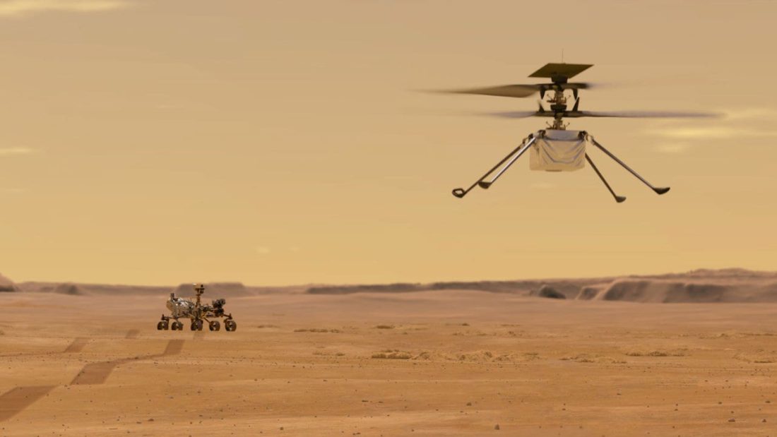 O helicóptero Ingenuity voará sobre a superfície de Marte recebendo comandos a partir da Terra